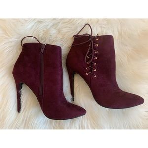 VELVET DEEP RUBY BOOTIES